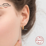 CANNER 3pcs/set 6/8/10mm 925 Sterling Silver Round Hoop