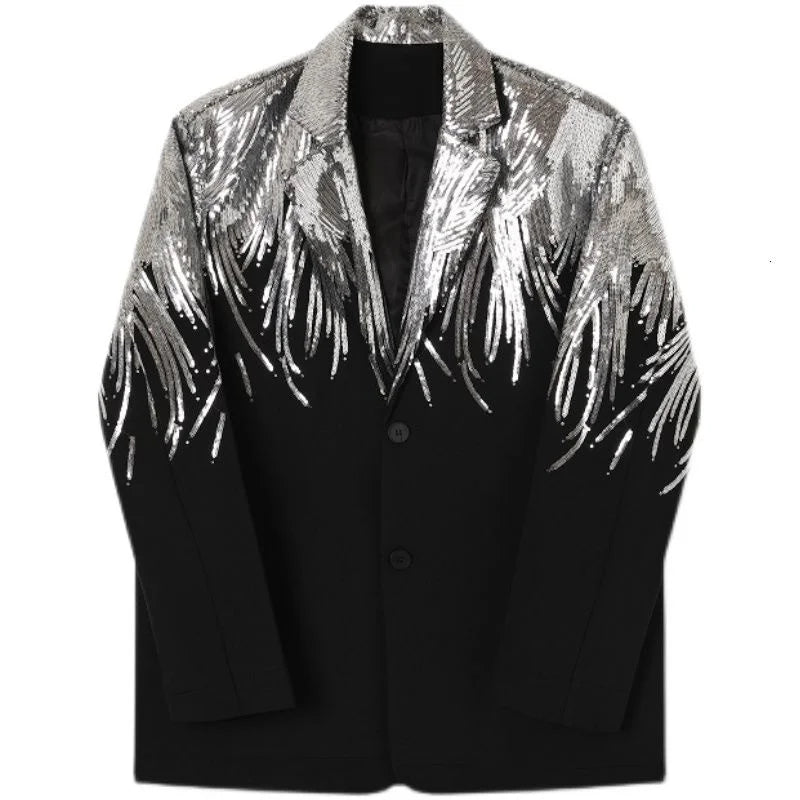 IEFB Heavy Craft Embroidery Sequin Trend Casual Men's