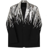 IEFB Heavy Craft Embroidery Sequin Trend Casual Men's