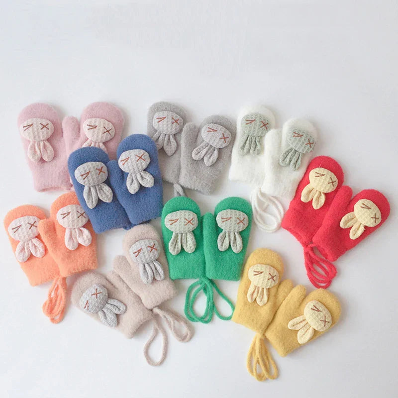 Autumn Winter Warm Baby Gloves Cartoon Animal Bunny