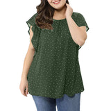 Womens Summer Plus Size Blouses Ruffle Sleeve Shirt