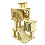 Hamster Wooden Villa House Climbing Toy Hideout Nesting