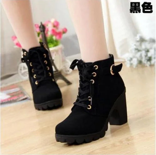 Boots Women Shoes Women Fashion High Heel Lace