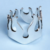 Creative Silver Color Flame Opening Adjustable Womens Ring