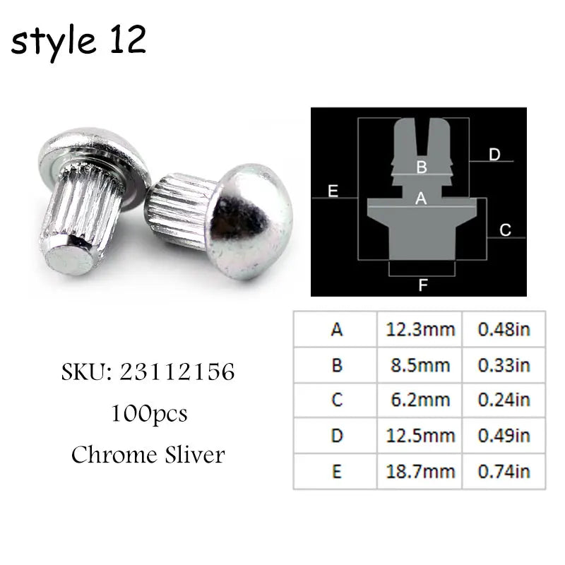 100pcs Various Sizes Wheel Rivets Nuts For Rim