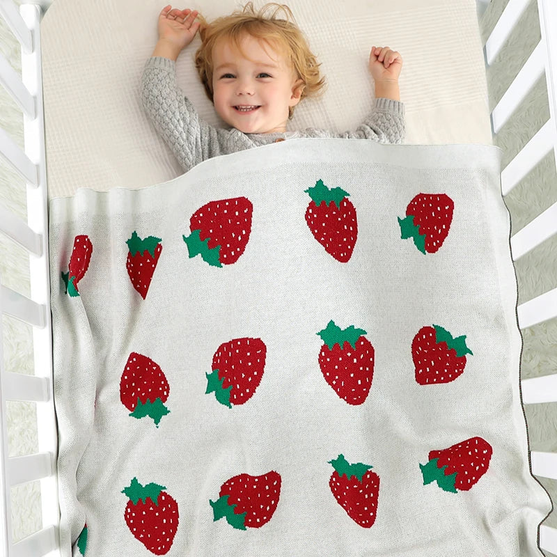 Newborn Baby Blanket Knitted Infant Girl Cradle Plaid