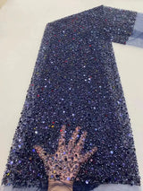 Heavy silver Sequins Lace Fabric With Bead Sequins