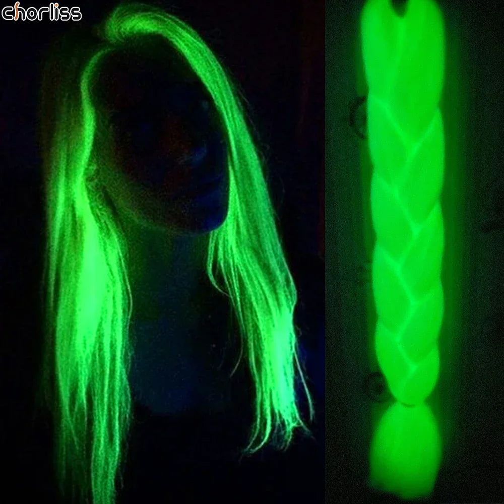 24" 100g Glowing Fluorescent Green Jumbo Braids