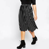 Plus Size High Elastic Waist Casual Striped Skirt