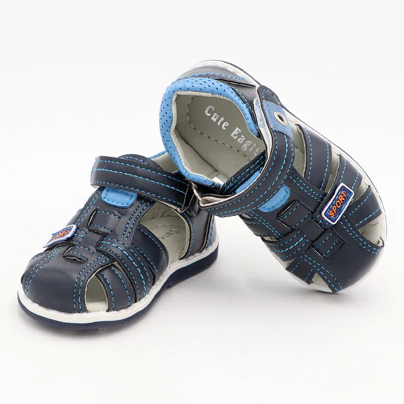 Cute eagle Summer Boys Orthopedic Sandals Pu Leather