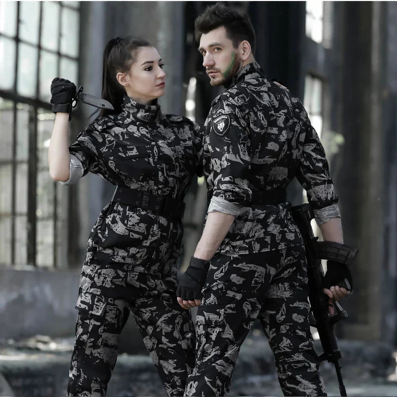 Black Military Uniform Men Tactical Hunting Clothes Camouflage