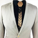 24K Gold Mirror Skinny Necktie Olive Branch Geometric