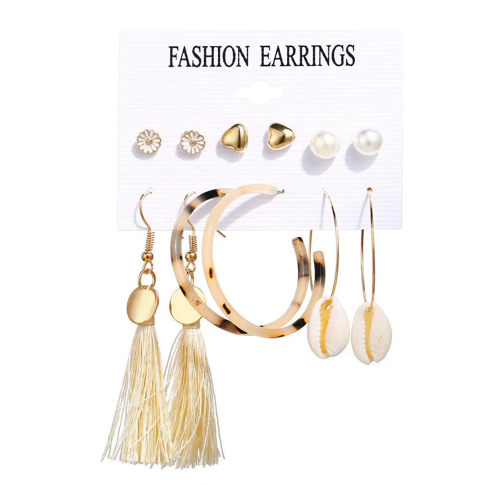 LATS Women's Earrings Set Tassel Pearl Earrings for