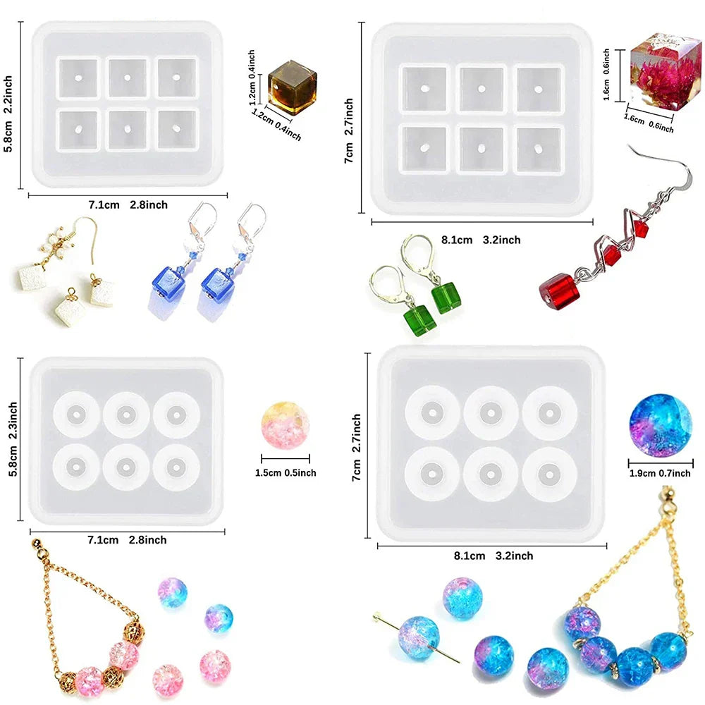 Round Square Faceted & Oval Beads Silicone Casting