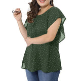 Womens Summer Plus Size Blouses Ruffle Sleeve Shirt