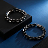 10MM Black S Gold Color Stainless Steel Checkered
