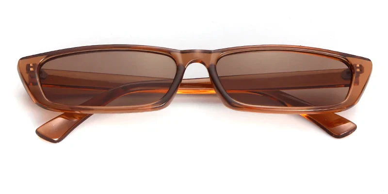 Vintage Narrow Rectangle Small Women Sunglasses Ocean Lens