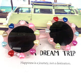 ZAOLIHU Small Round Baby Sunglasses Handmade Rainbow Heart