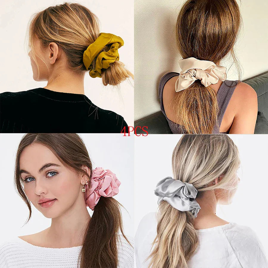 4Pcs/3Pcs Oversized Scrunchie Big Rubber Hair Tie Set