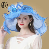 FS Flower Fascinator Women Kentucky Derby Wide Brim