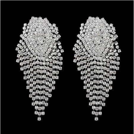 2021 Exaggerated Crystal Geometric Flower Stud Earrings Wedding