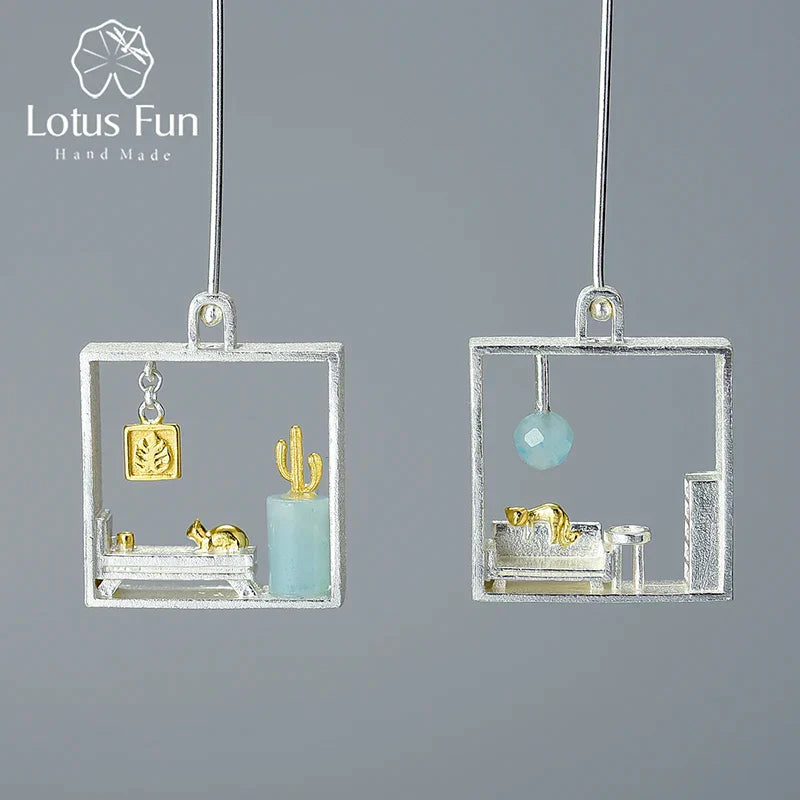 Lotus Fun Real 925 Sterling Silver Lazy Cat