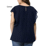 Womens Summer Plus Size Blouses Ruffle Sleeve Shirt