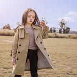 2024 Spring Autumn Cotton Teen Girls Long Trench
