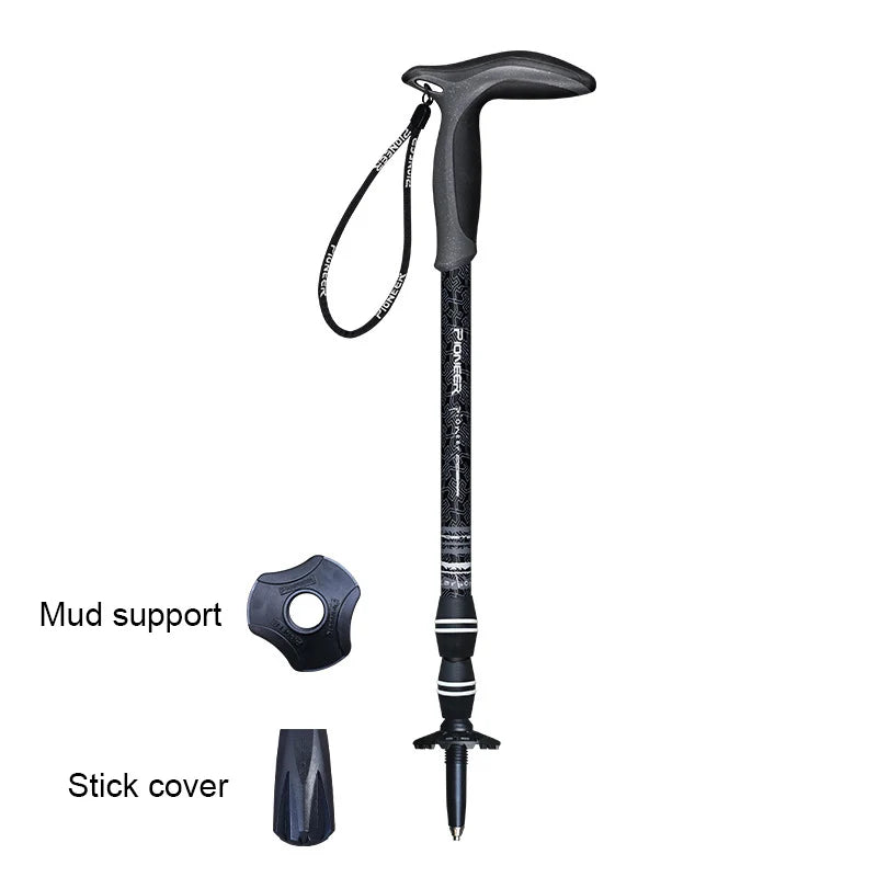 Walking Stick Carbon Fibers T-handle Adjustable 49-100cm 3