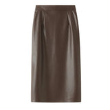 Neophil 74cm Women's Winter Pu Leather Midi Skirts