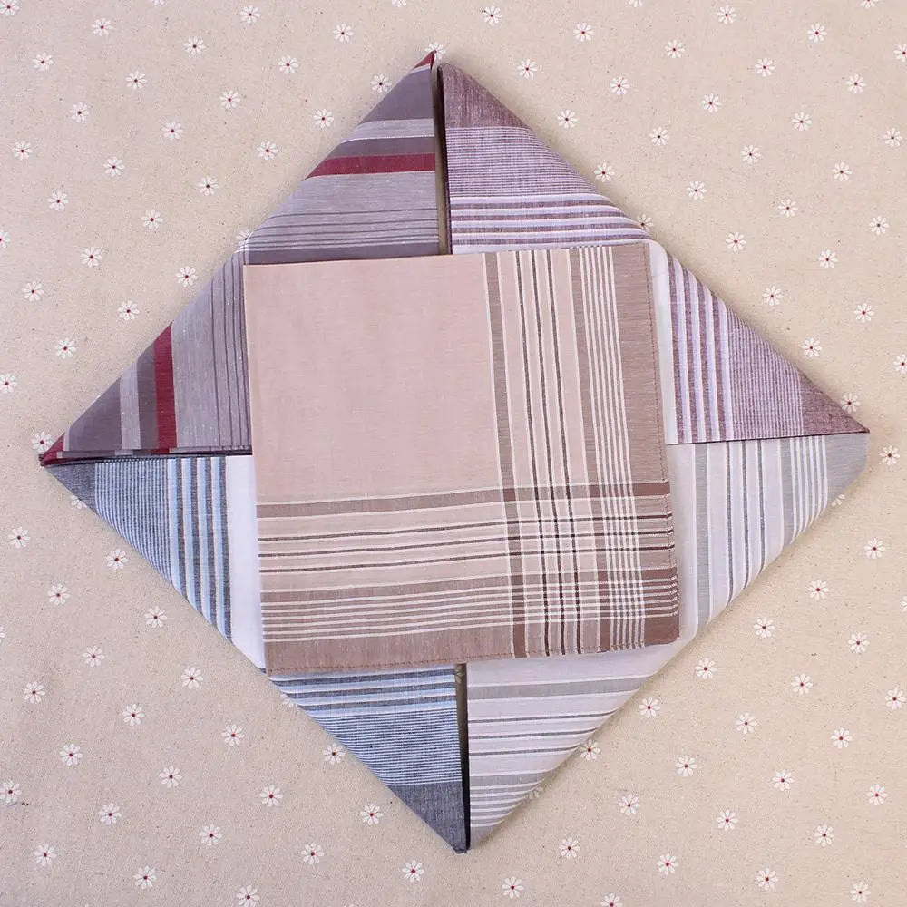 5Pcs Multicolor Plaid Stripe Men Pocket Squares Business