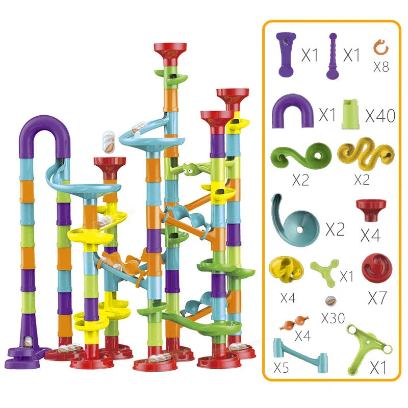 DIY Construction Marble Run Race Track Building Blocks