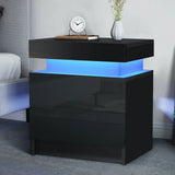 Modern Luxury LED Light Nightstand w/2 Drawers Organizer