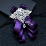 Elegant Gorgeous Diamond Ribbon Bowtie Men Wedding Suit