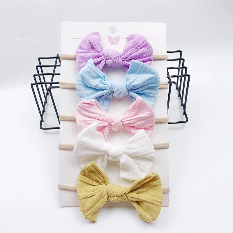 5pcs/Set Bowknot Elastic Hairband Baby Princess Christmas Day