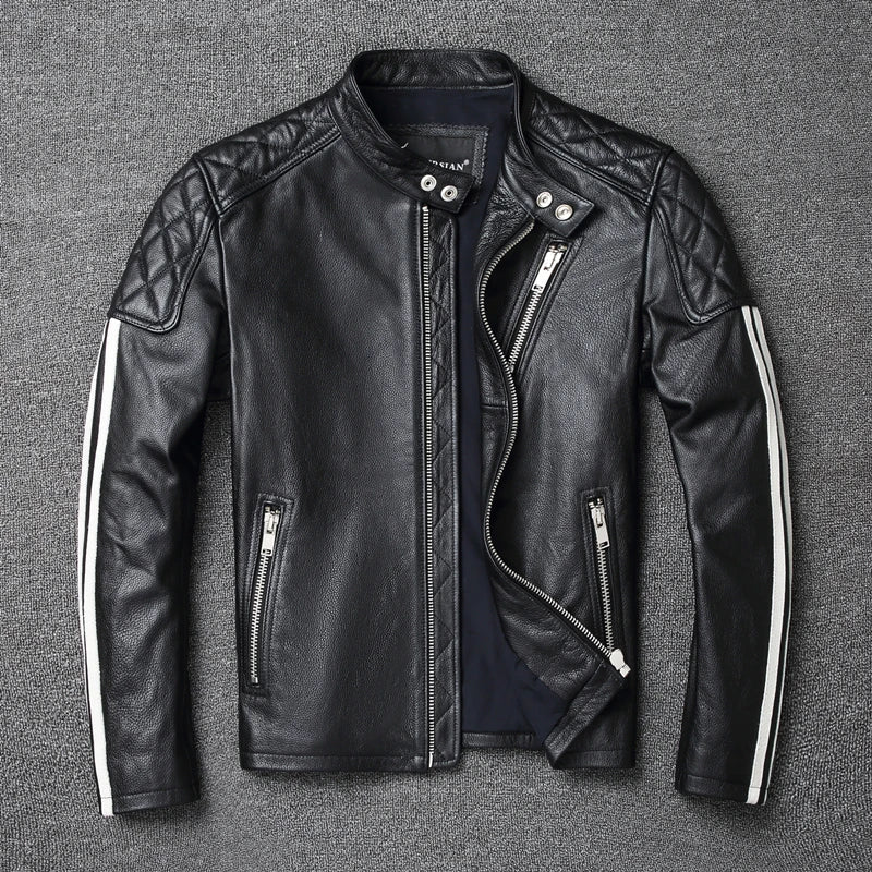 2021 New fashion Men Leather Jacket 100% Genuine