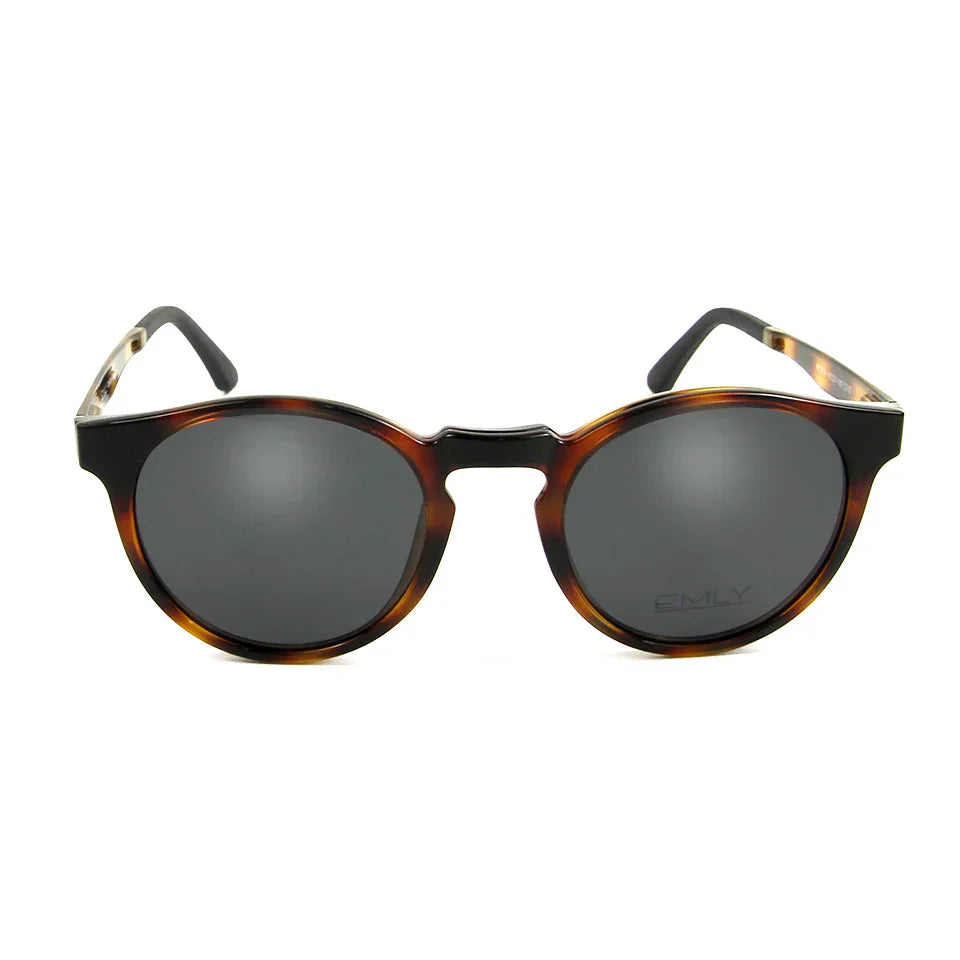 Ultem Vintage Round Clip On Sunglasses UV400 Magnetic