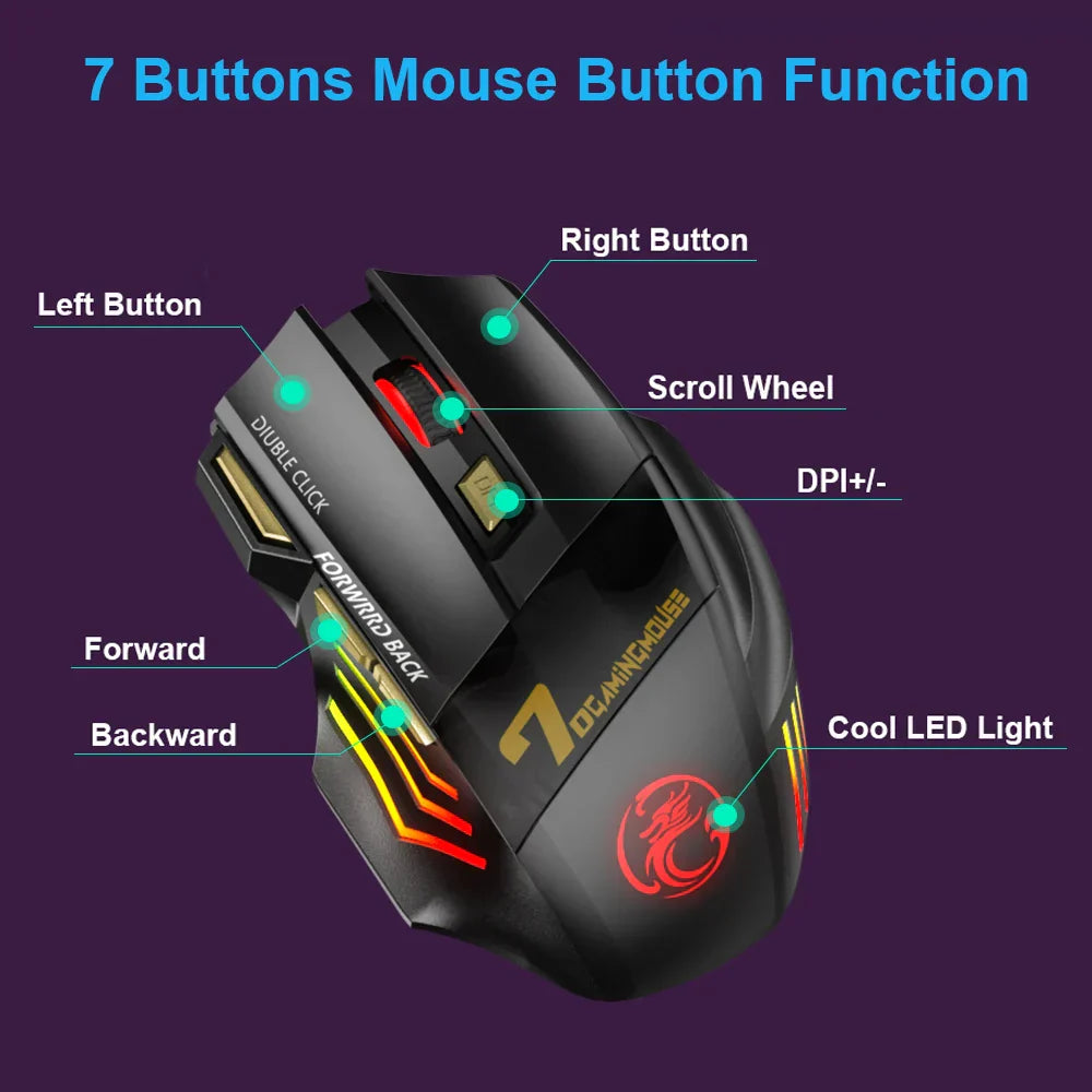 Rechargeable Wireless Mouse Bluetooth Gamer Gaming Mouse Computer