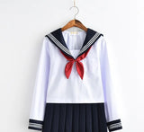 White Schoolgirl Uniform Japanese Class Navy Sailor School