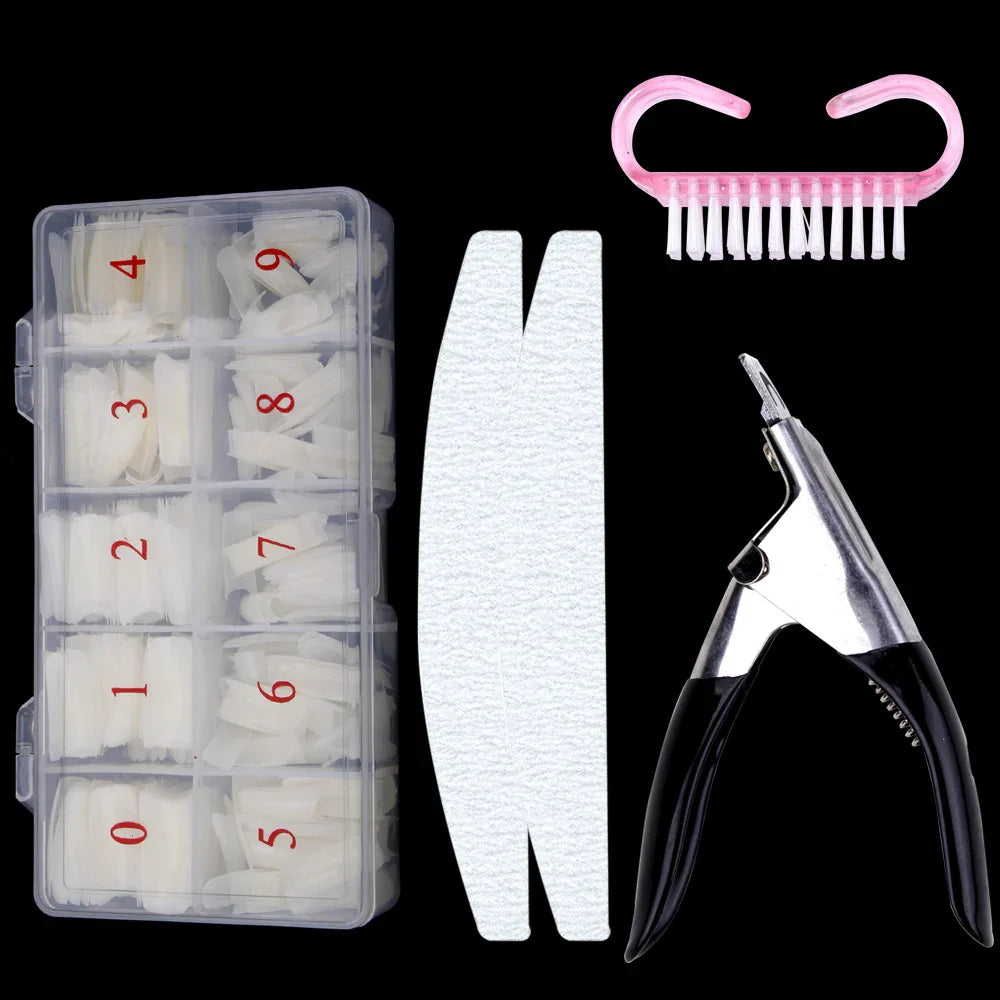 500Pcs/Box False Nails Tips Manicure Kit Nail File