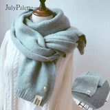 2022 Women Solid Cashmere Scarves Lady Winter Thicken