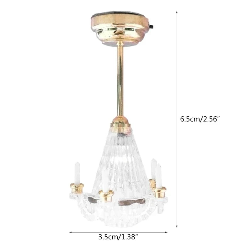 1Pc 1:12 Dollhouse Miniaturescale Ceiling Light Candles LED