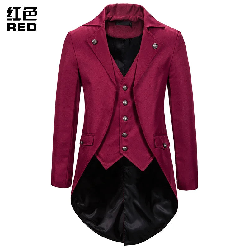Gothic Victorian Tailcoat Jacket Men Steampunk Medieval Cosplay