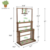 3-Tier Hanging Wood Plant Stand Planter Shelves Flower