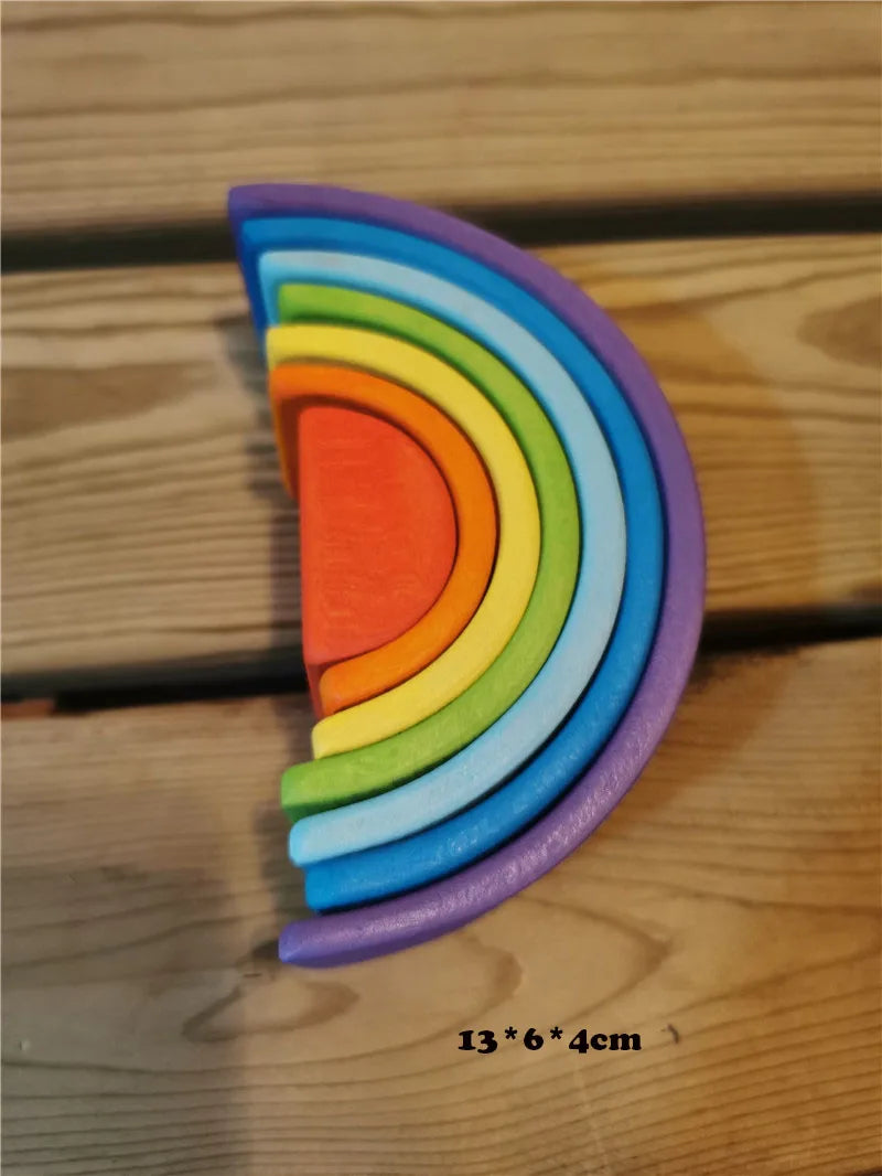 Montessori Wooden Toys Elemental Rainbow Stacking Blocks /Unpaint