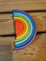 Montessori Wooden Toys Elemental Rainbow Stacking Blocks /Unpaint