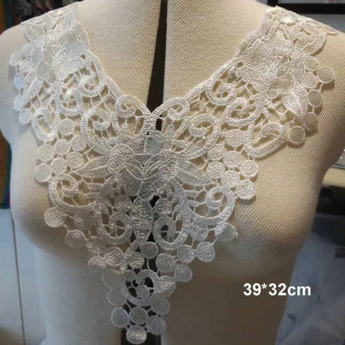 1 Pc Black Flower Neckline Collar Lace Applique