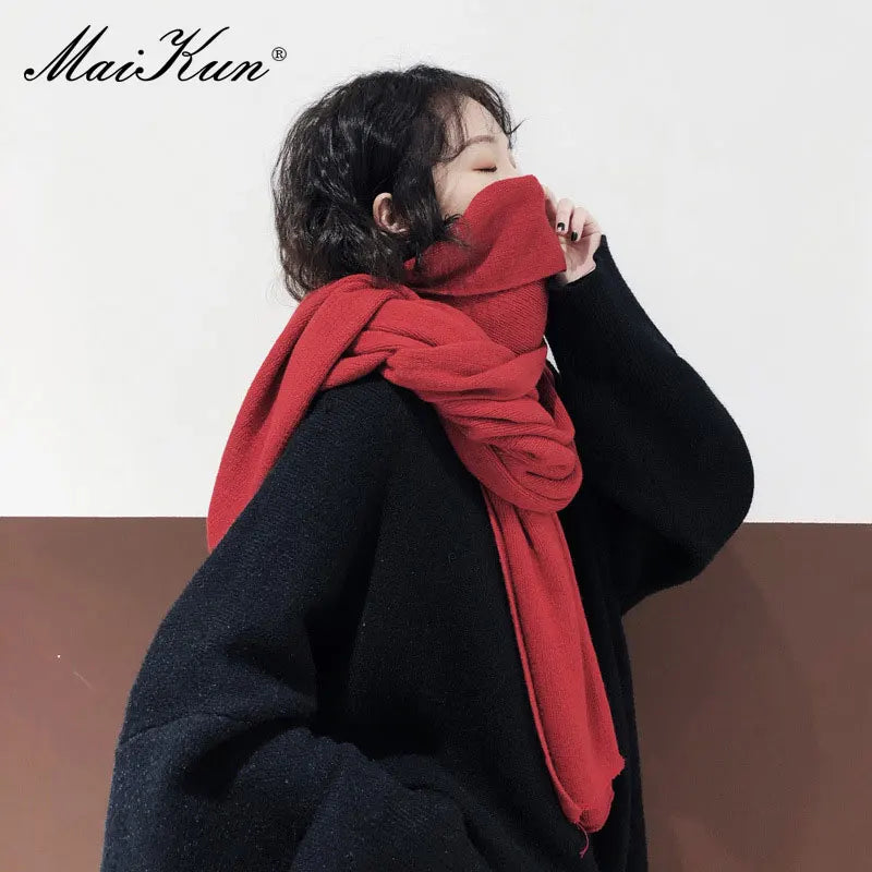 Maikun Thick Warm Scarf For Women Pure Color