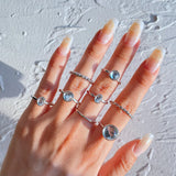 Korean Colorful Stone Rings Set for Women Girls