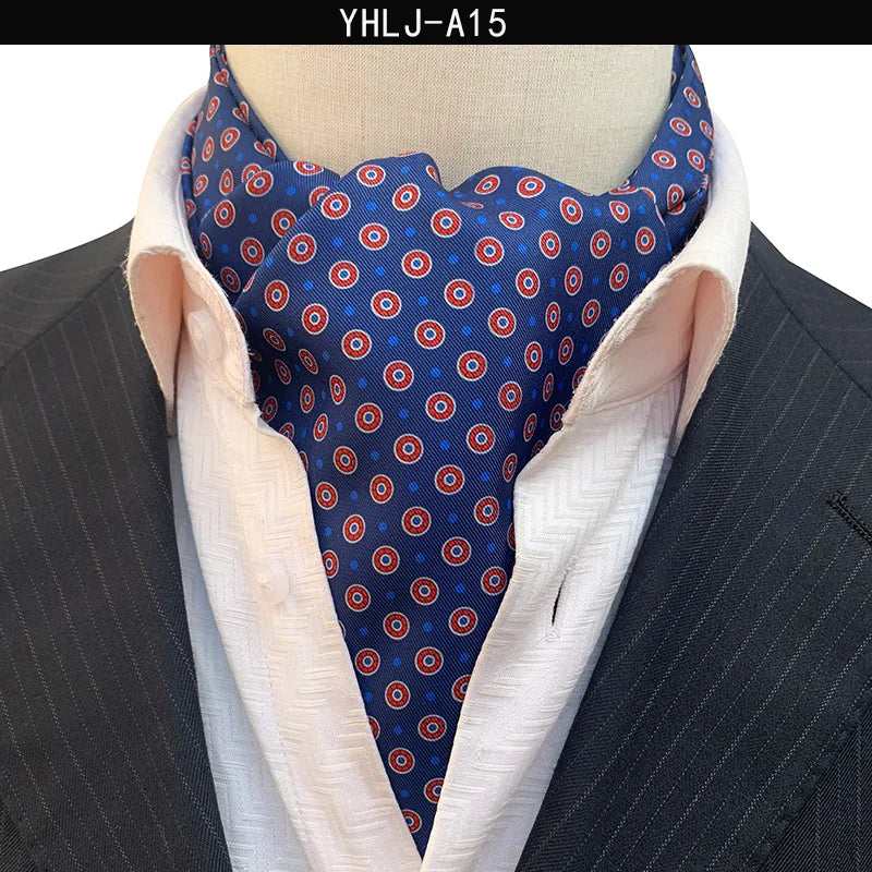 Men Vintage Polka Dot Wedding Formal Cravat Ascot